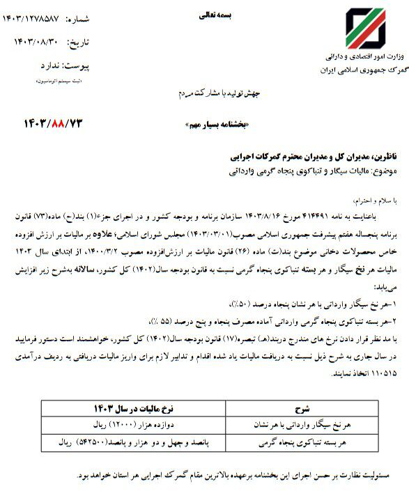 مالیات سیگار ۵۰ درصد افزایش یافت 2